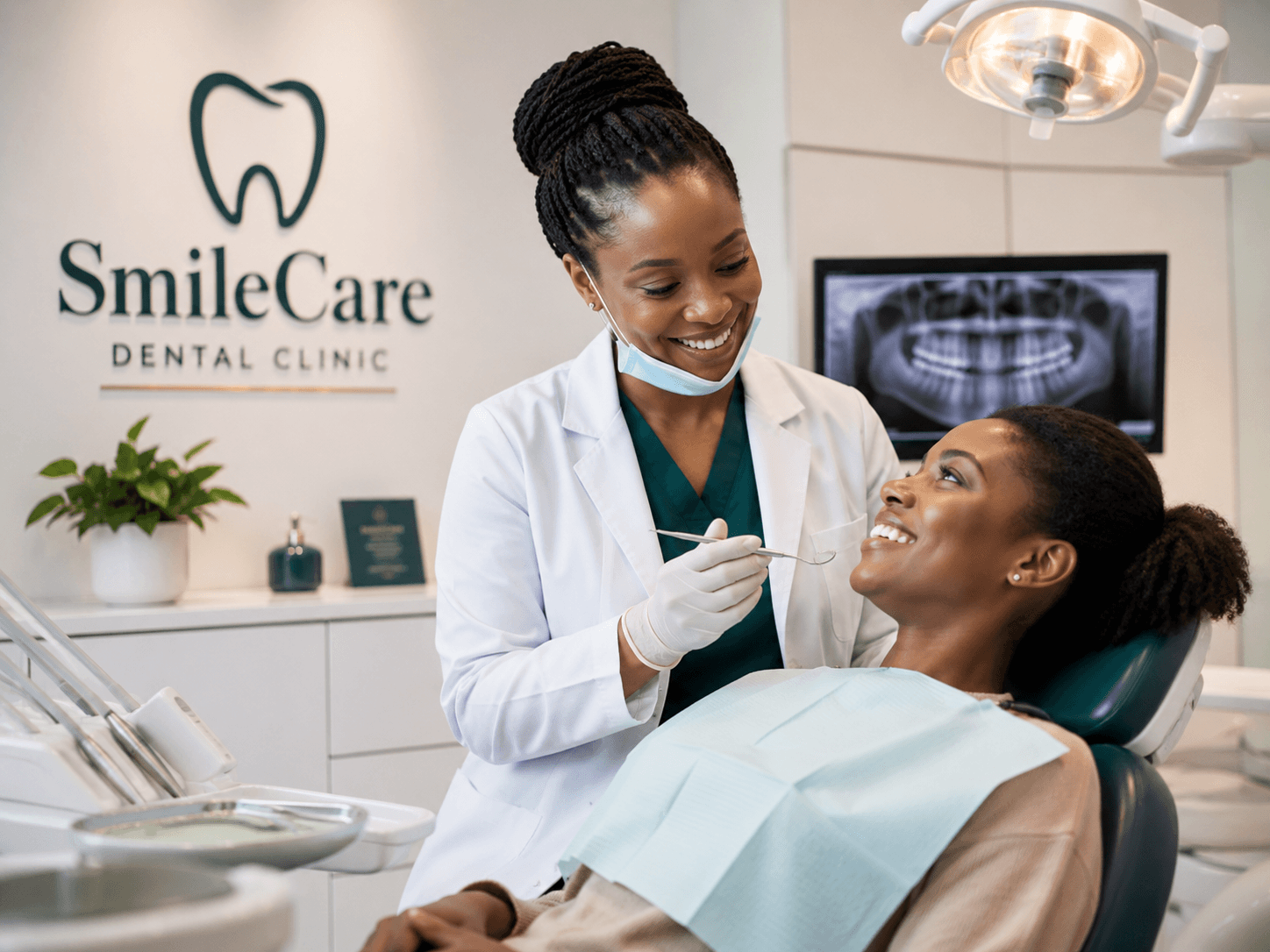 Dentist caring for a patient